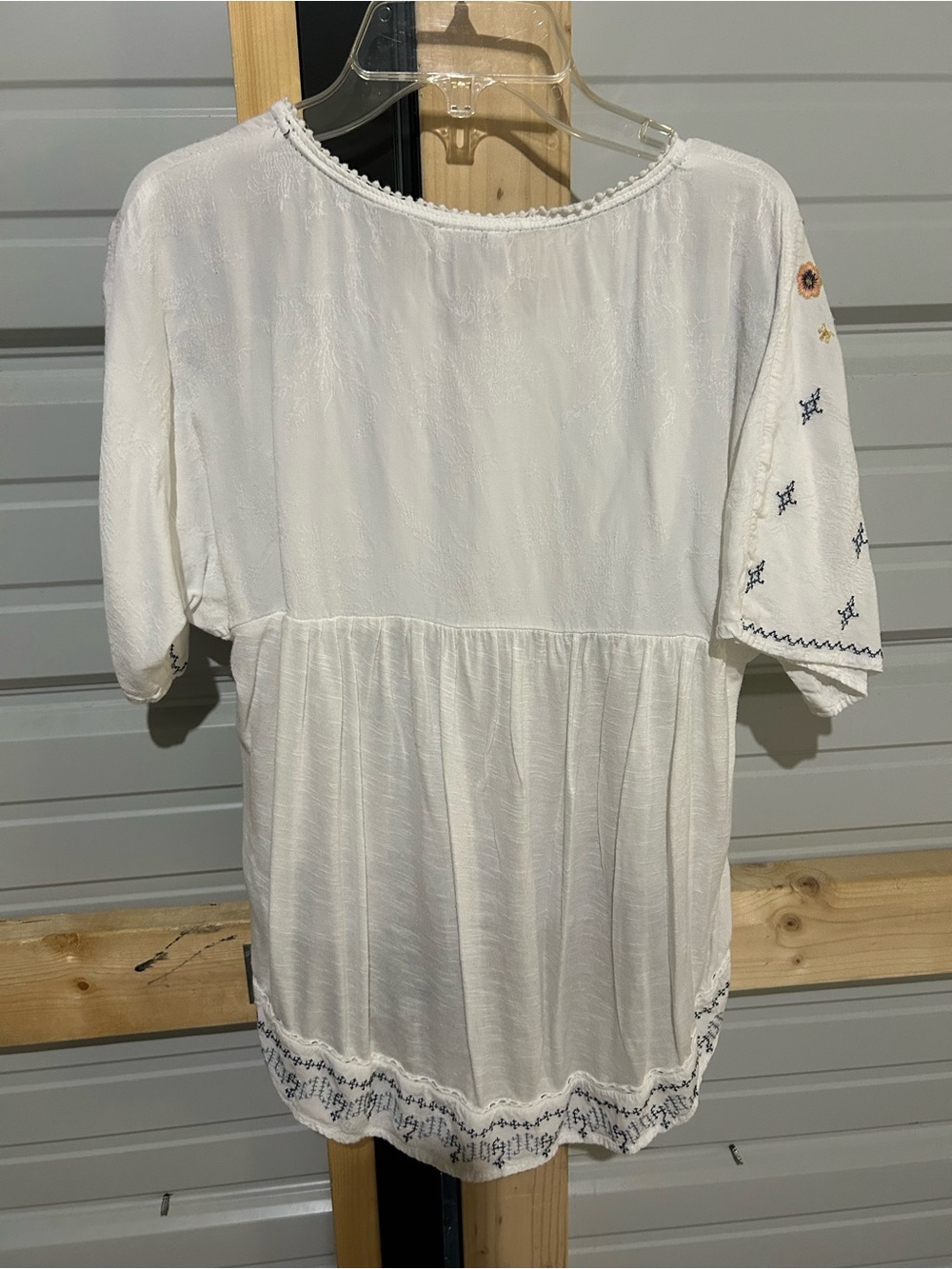 Knox Rose White Embroidered Floral Boho High Low Blouse Top Small Cottagecore - Picture 5 of 7